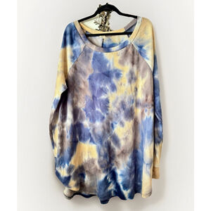 Sew In Love Plus 3X Tie-Dye Waffle Knit Long Sleeve Top
